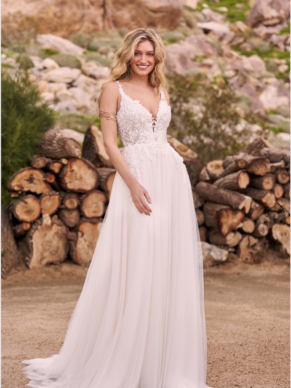 Lillian West wedding dress V-Neck Ivory Lace A-Line style 66301 Gown size 20